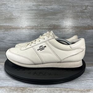 Coach Women's Raylen Lace Up Leather Ivory Sneakers Size 8.5